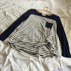 Navy Blue & off white tunic style top. Light weight. NWT.